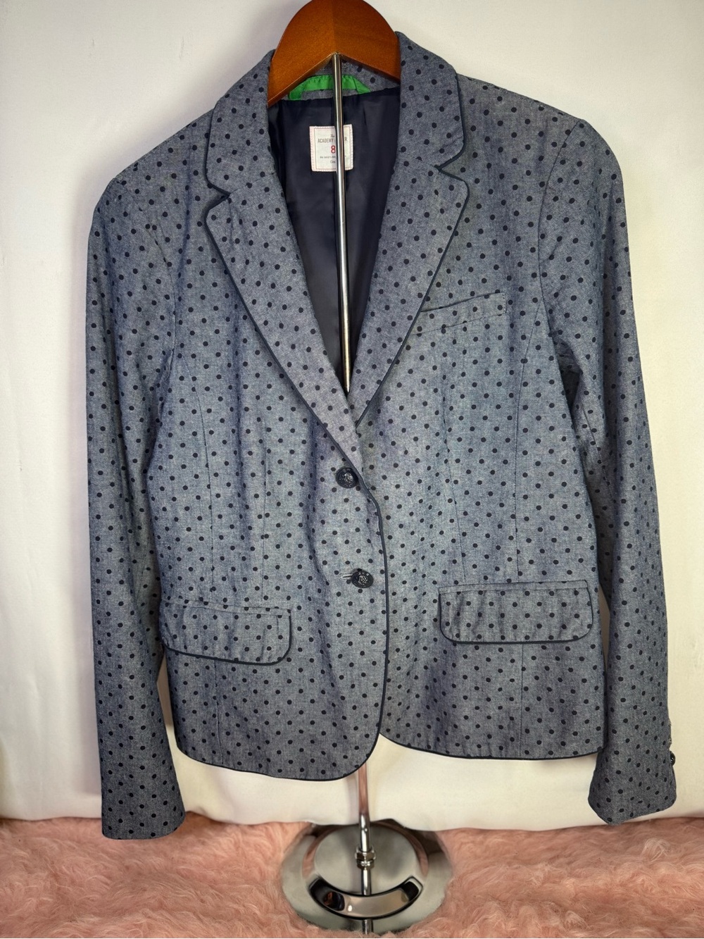 Gap Academy Blazer in Grey and Navy with Polka Dots Size 8